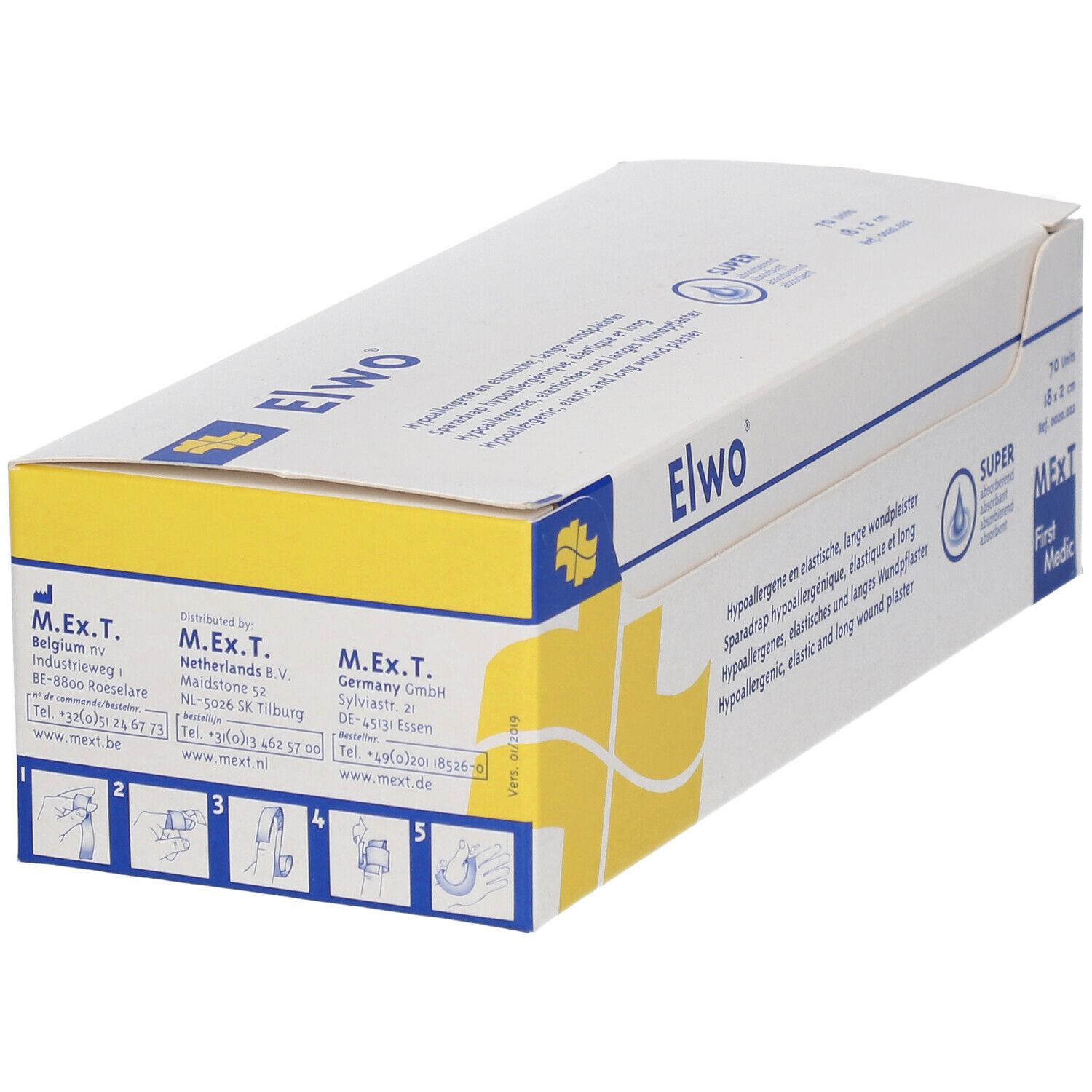 Elwo® elastisches und hypoallergenes Wundpflaster 18 x 2 cm