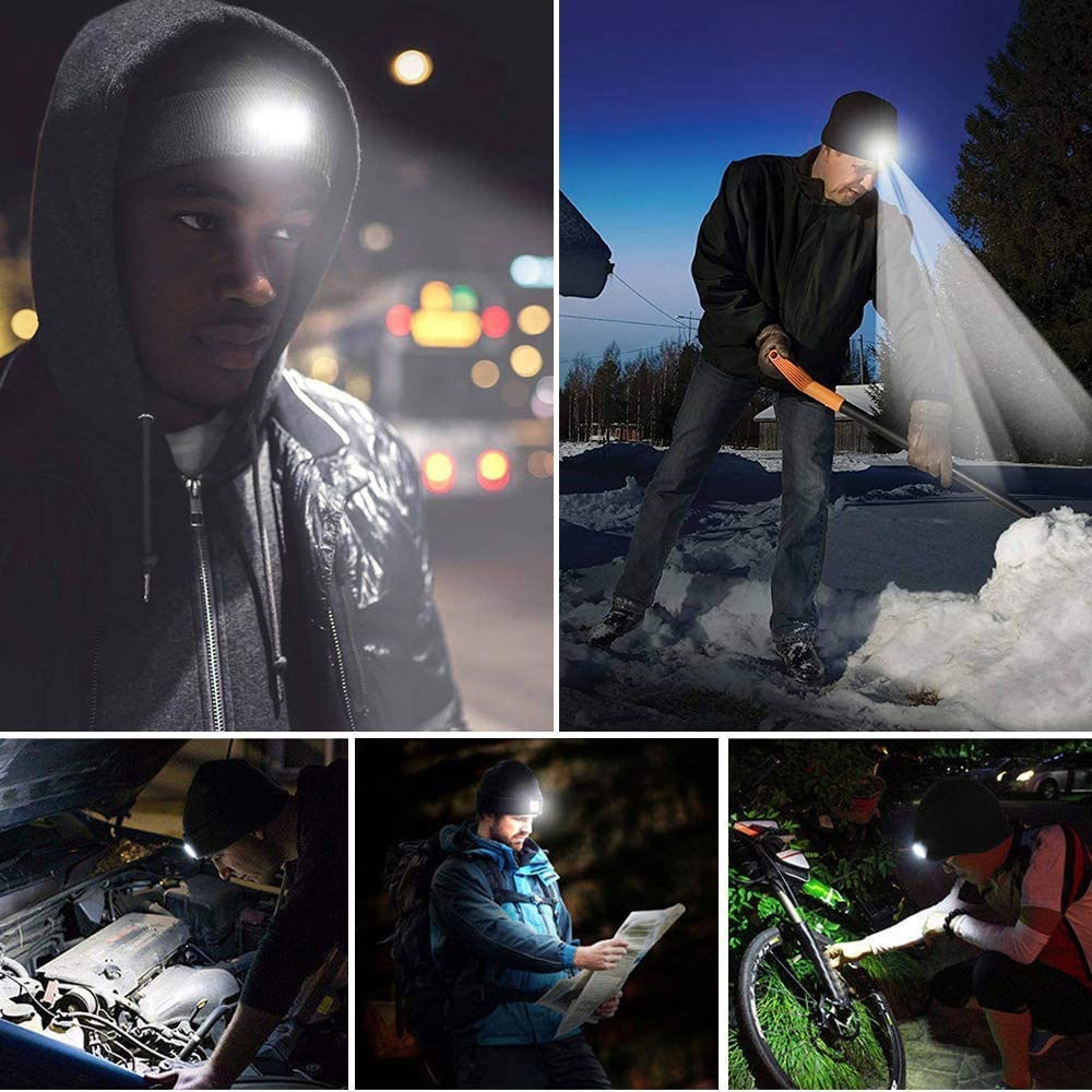 4-fach LED Stirnlampe USB Winter Stirnband (Wiederaufladbar) - One-Size