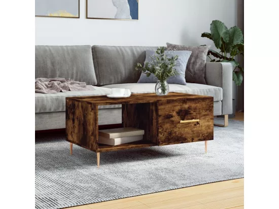 Table basse chêne fumé 90x50x40 cm bois d'ingénierie
