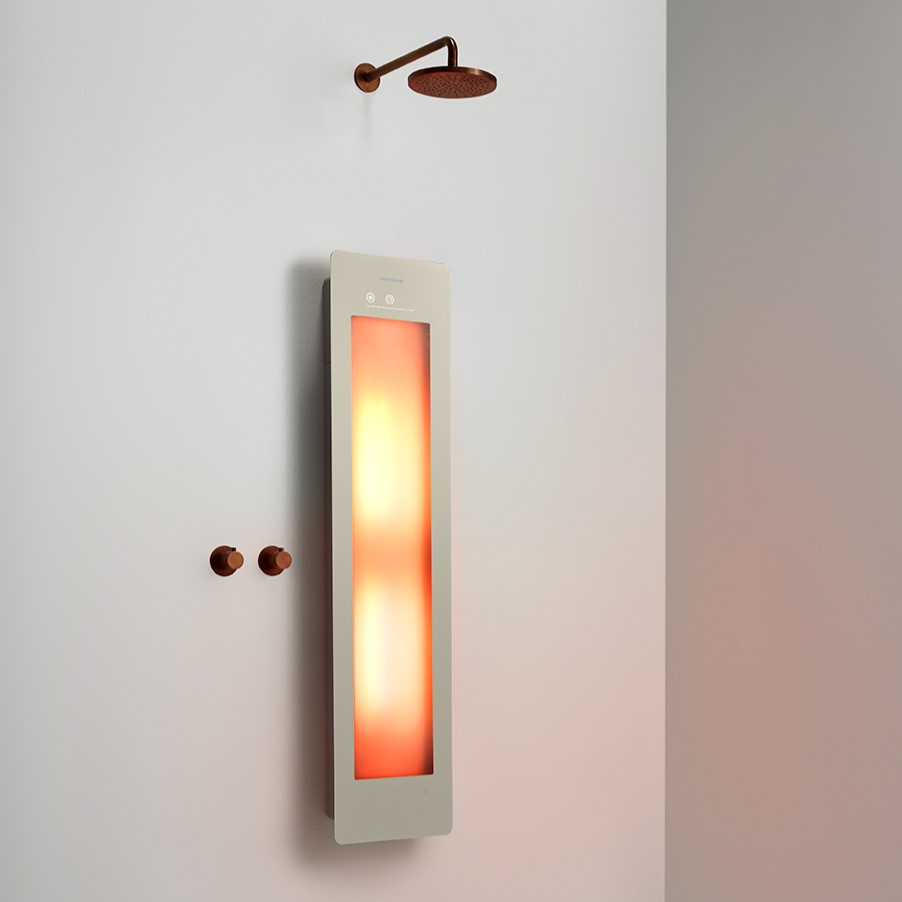 Sunshower Round Plus Medium Sand White infraroodlamp en UV 33x140x10cm opbouw