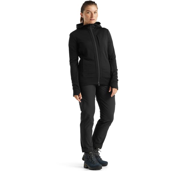 Veste polaire randonnée ICEBREAKER W QUANTUM III LS ZIP HOODIE BLACK