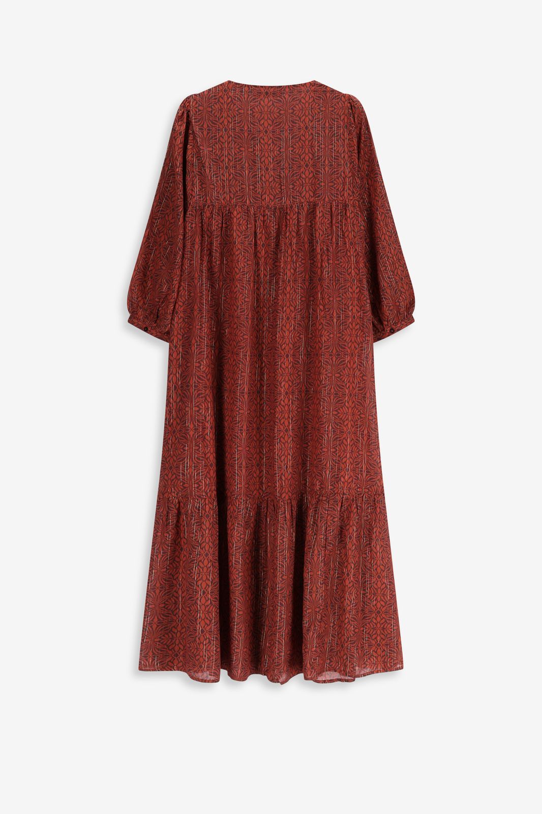 Rode maxi jurk met V-hals