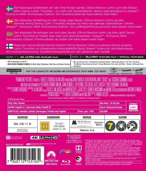Grease (4K Ultra HD + Blu-ray) (2 disc)