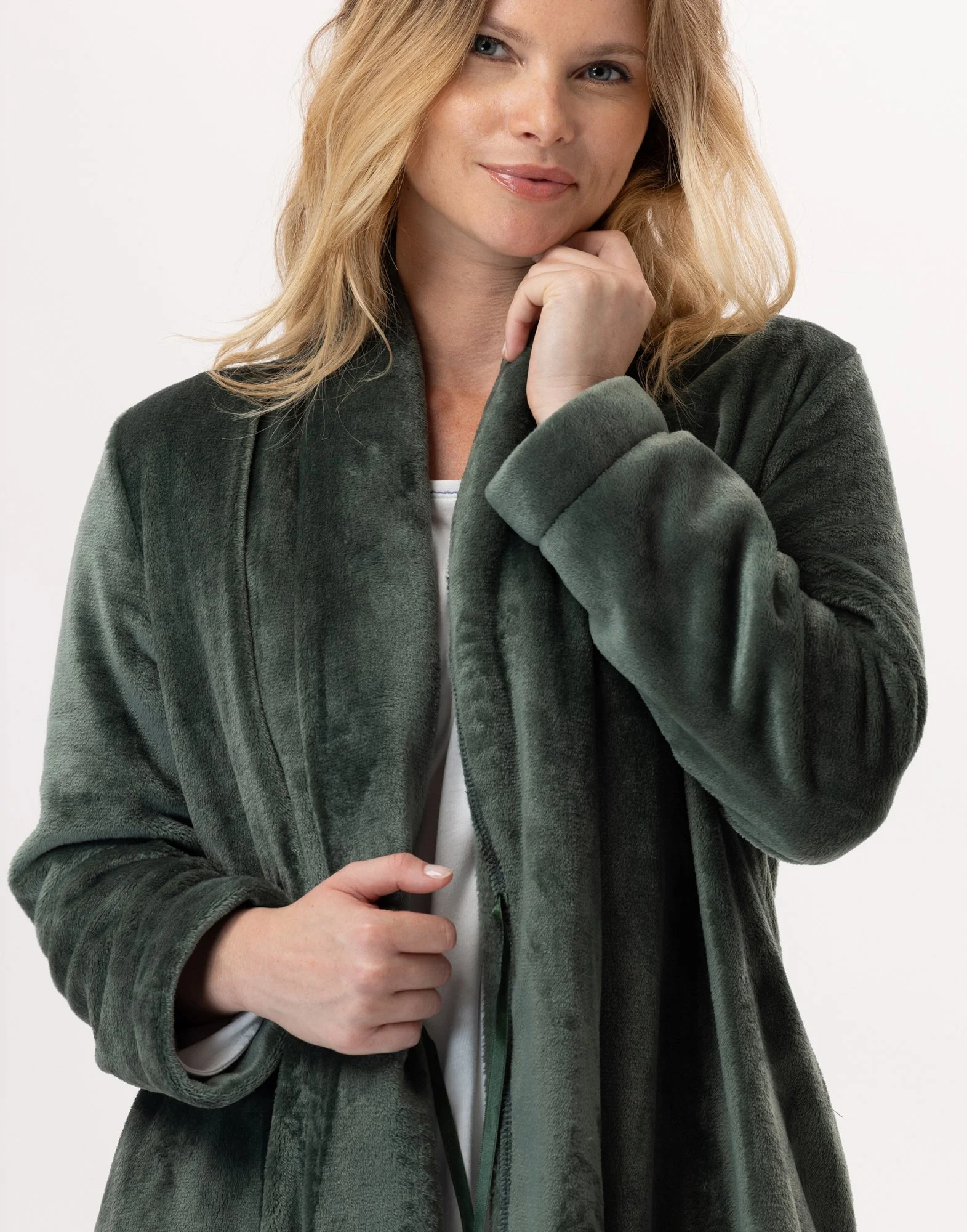 ESSENTIEL 855 - Robe de chambre en peluche flanelle | Vert