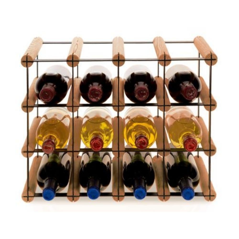 PROREGAL Modulair Wijnrek Vinotega Mod Metaal HxBxD 32,5 x 42,5 x 24,5 cm 4 x 3 Flessen Massief grenenhout Bruin Geolied
