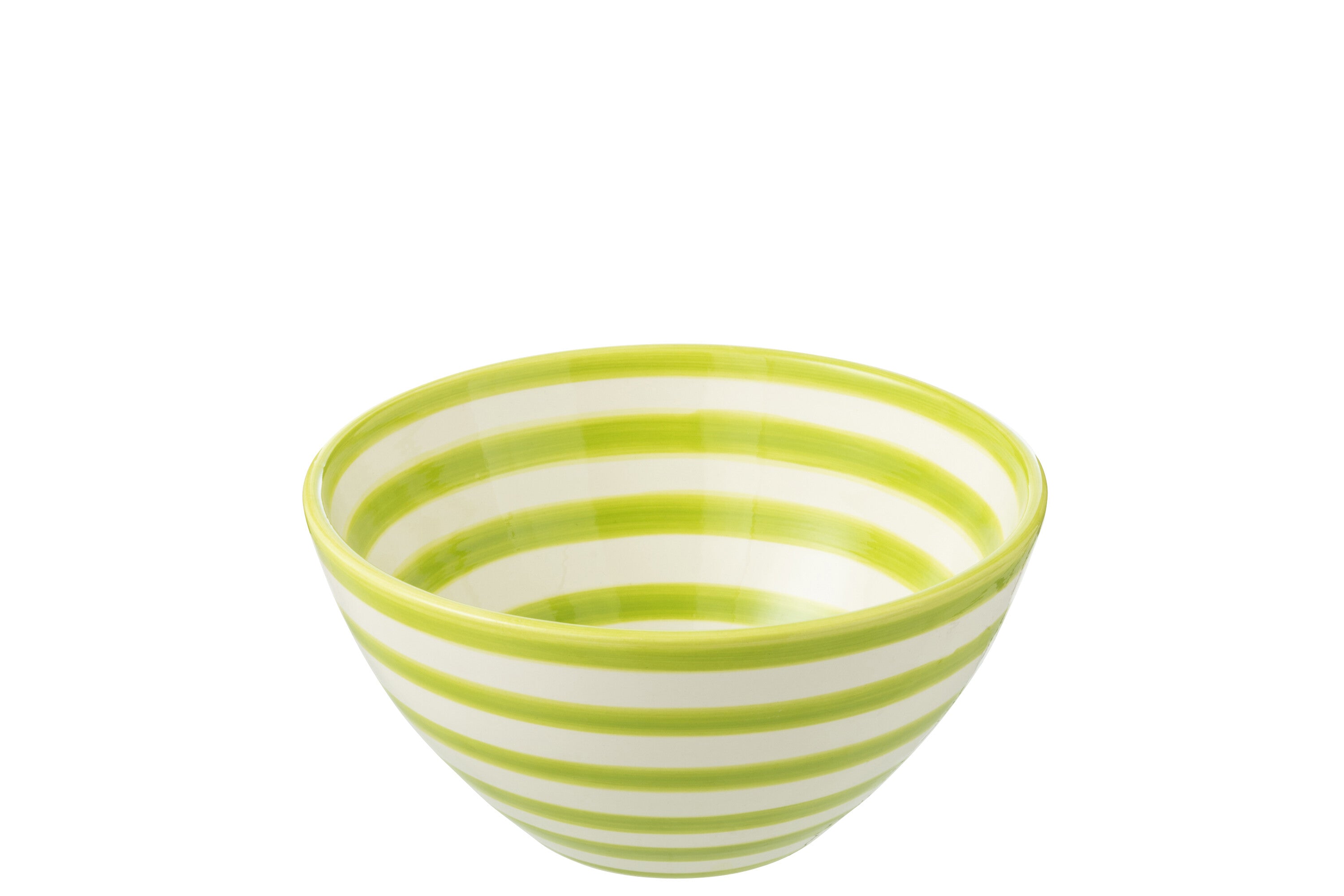 J-Line kom Granada Stripes High - keramiek - wit|groen - med