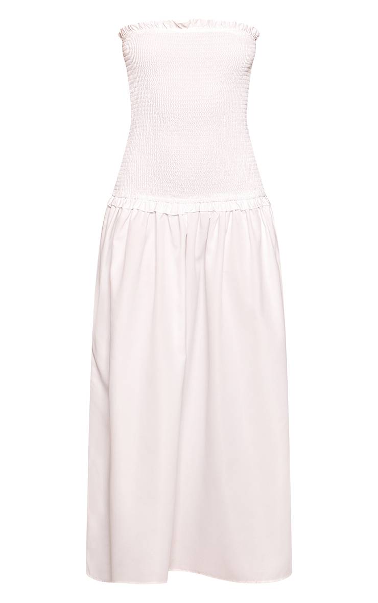 Blanc Robe Maxi Froncée Bustier À Bord Volant