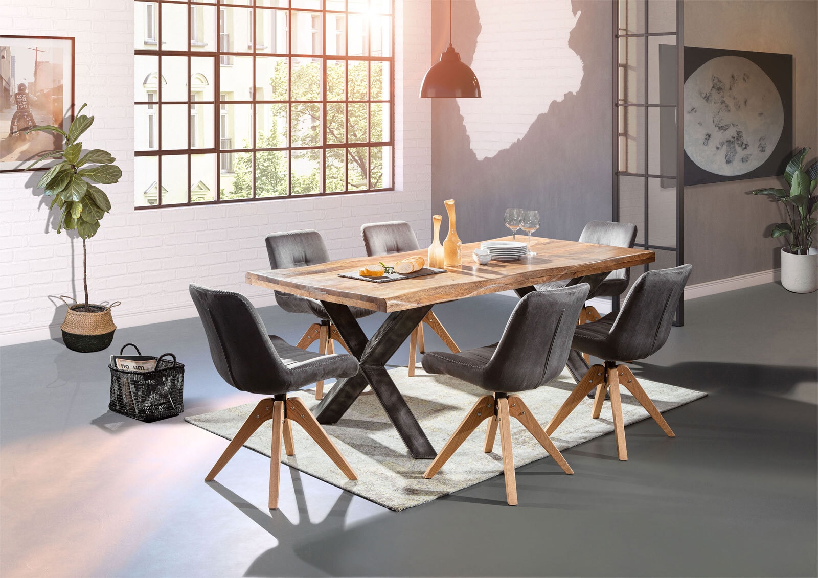 INTERhome Esstisch NORMANDY 200 x 100 cm braun/ schwarz