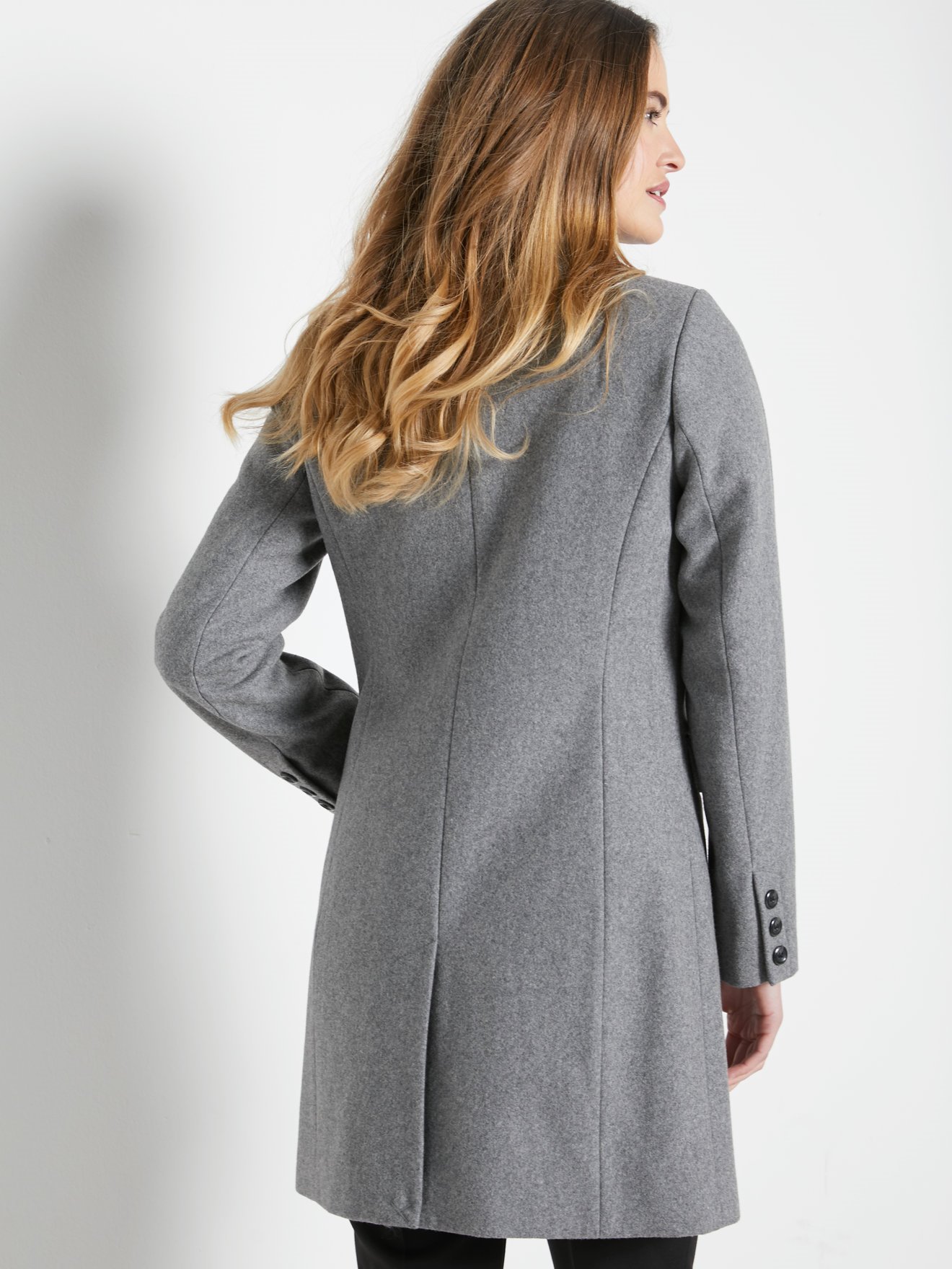 Manteau coupe droite en drap de laine