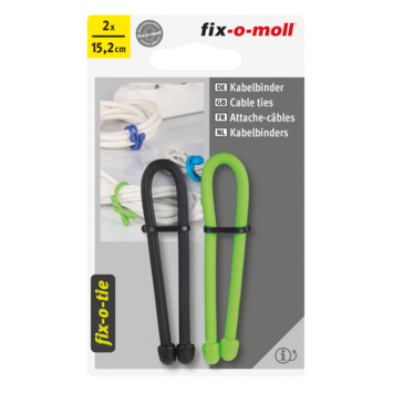 Kabelbinder Fix-o-tie zwart-groen 152mm - 2 stuks