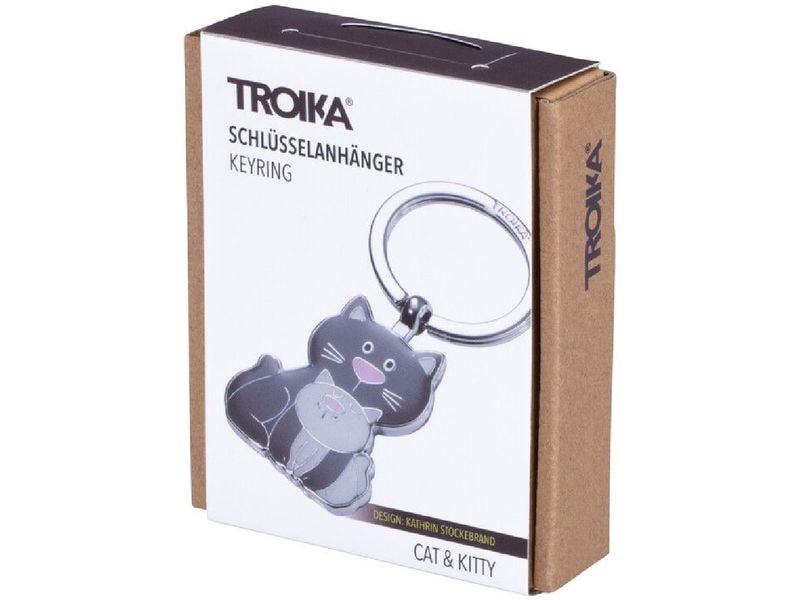Troika Schlüsselanhänger Cat & Kitty Grau / Pink Schlüsselanhänger mit zwei Katzen
