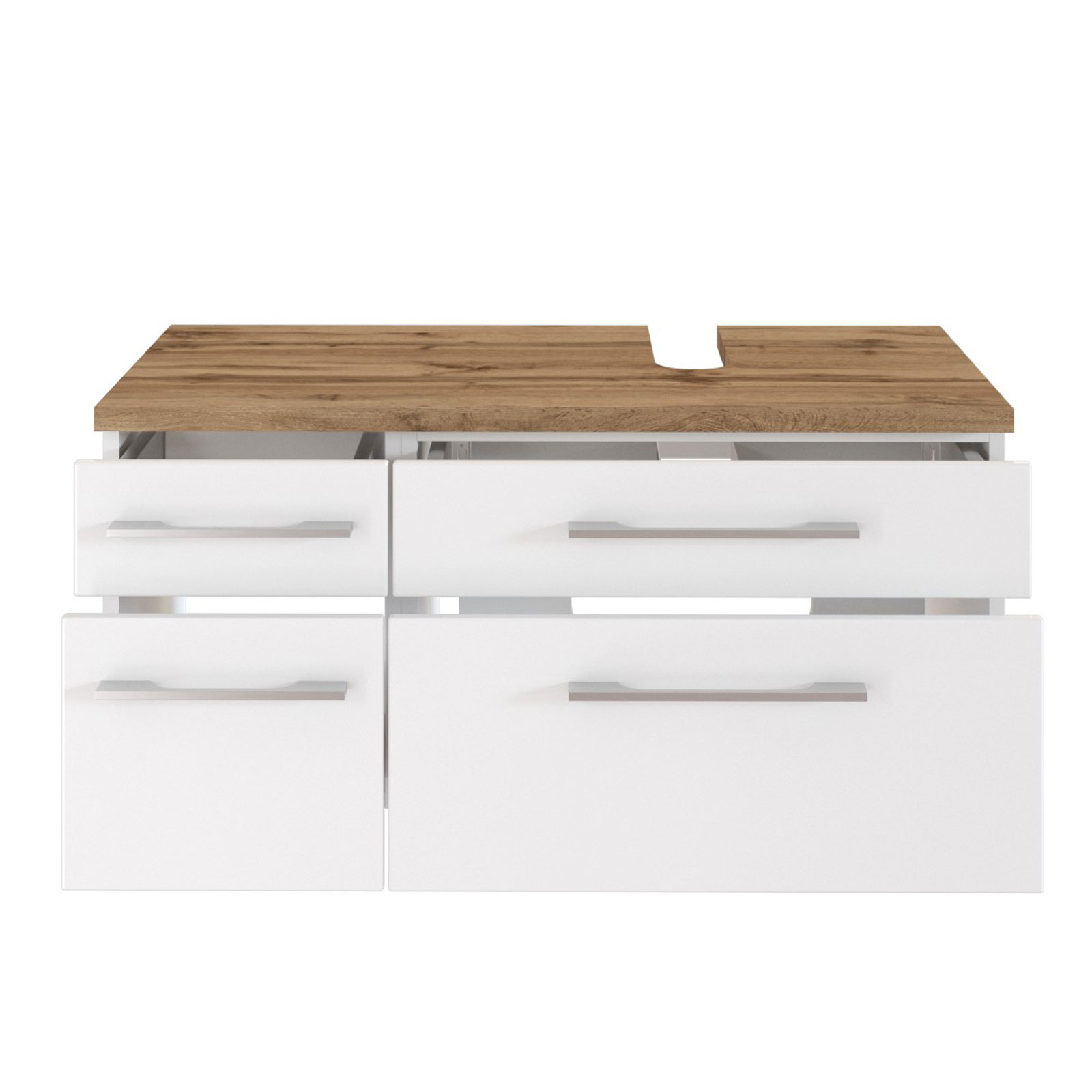 3-teiliges Badmöbel-SetDAVOS - weiß - 90 cm breit - Becken rechts