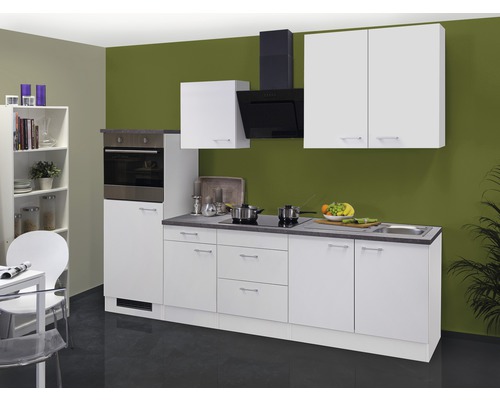 Flex Well keukenblok met apparatuur Lucca 270 cm wit mat gedemonteerde variant omkeerbaar 00011565