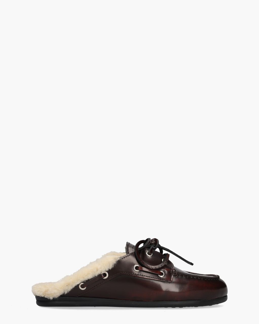 Posa Boat Loafer Mule Fur Bordeauxrood Damesslippers