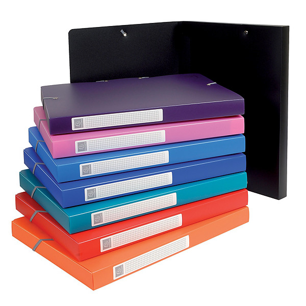 Chemises Exabox  polypropylène dos 2,5 cm Exacompta coloris assortis, lot de 8