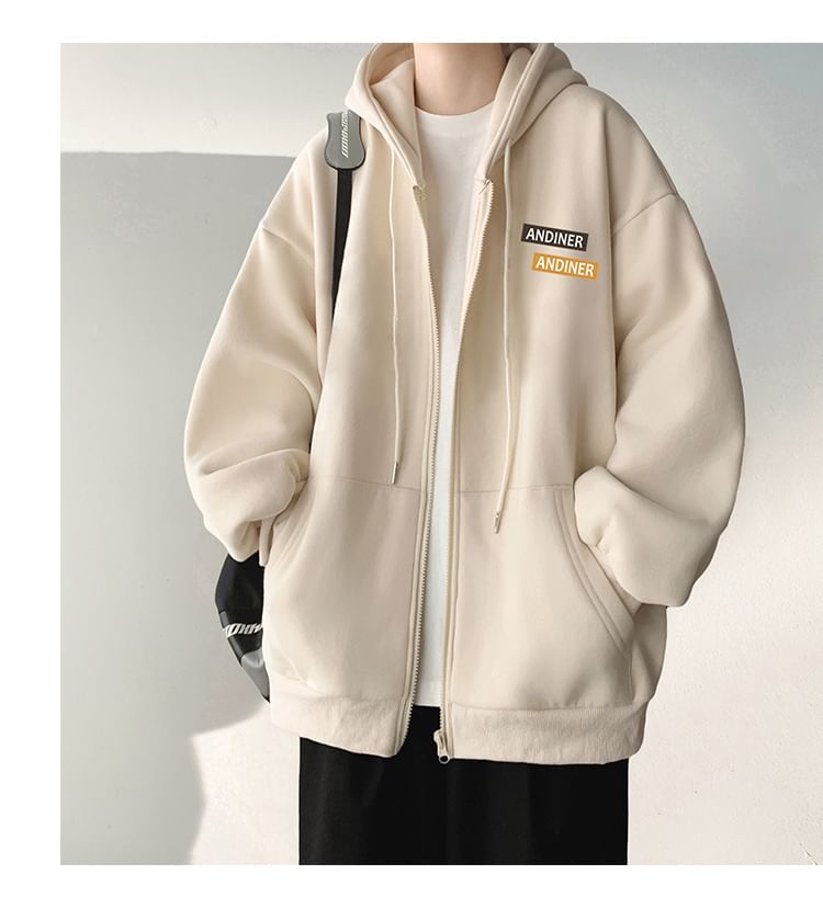 FOEV - Oversized hoodie met rits en tekstprint
