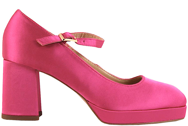 BLACK FUCHSIA PUMPS I SATIN