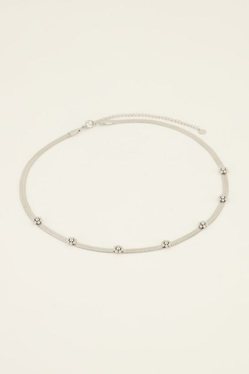 Ketting met platte schakel & bloemen