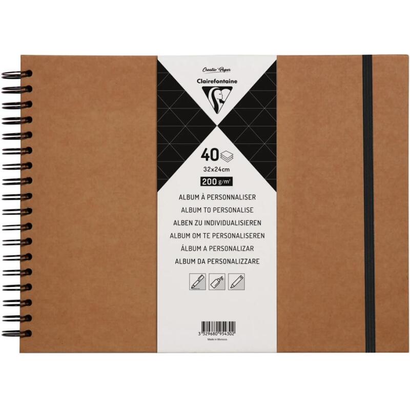 Album à personnaliser de 40 feuilles 200g/m2 au format 32x24cm - Kraft