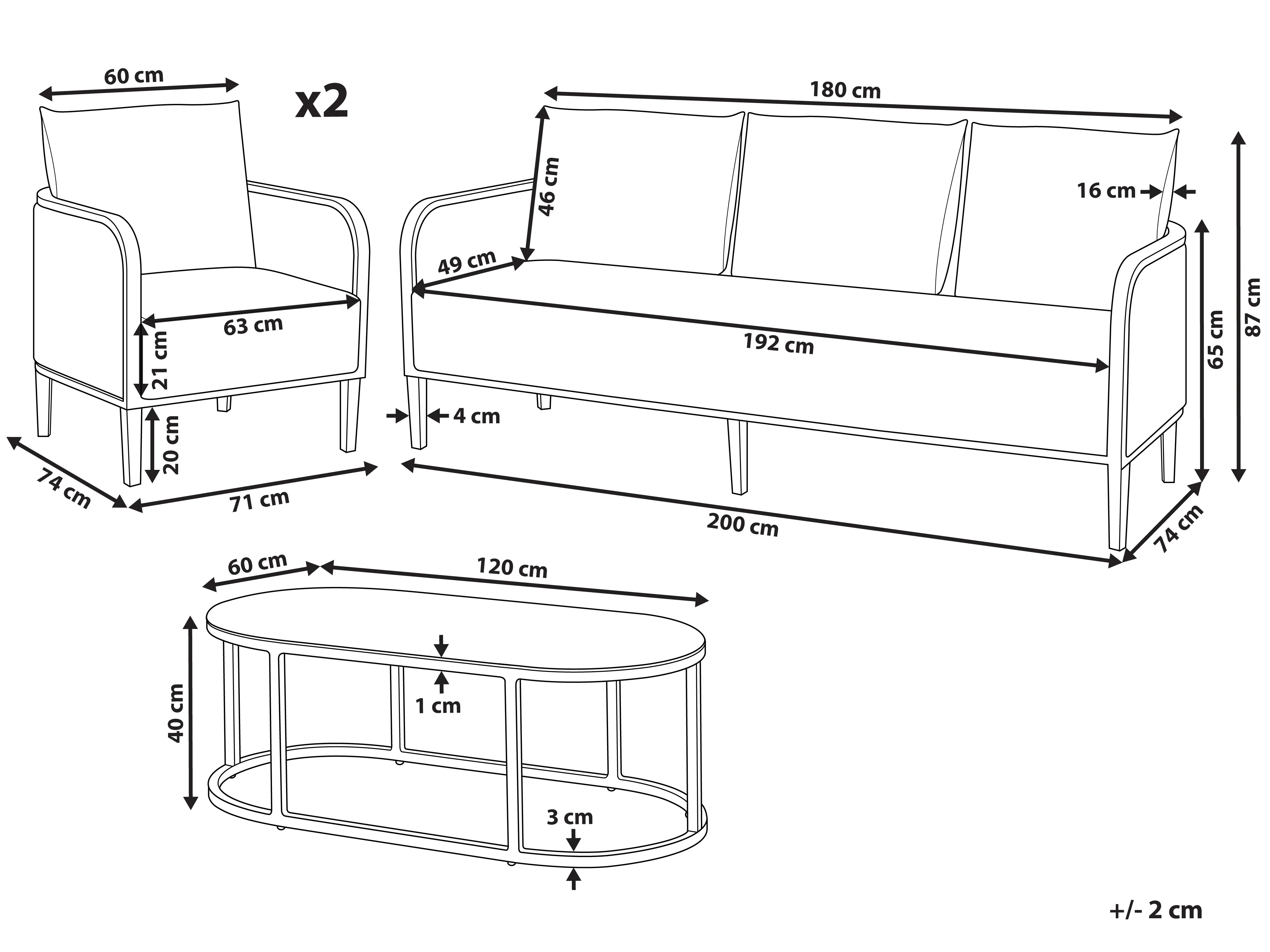 Loungeset met tafel 5-zits MONTEFALCO Metaal Wit