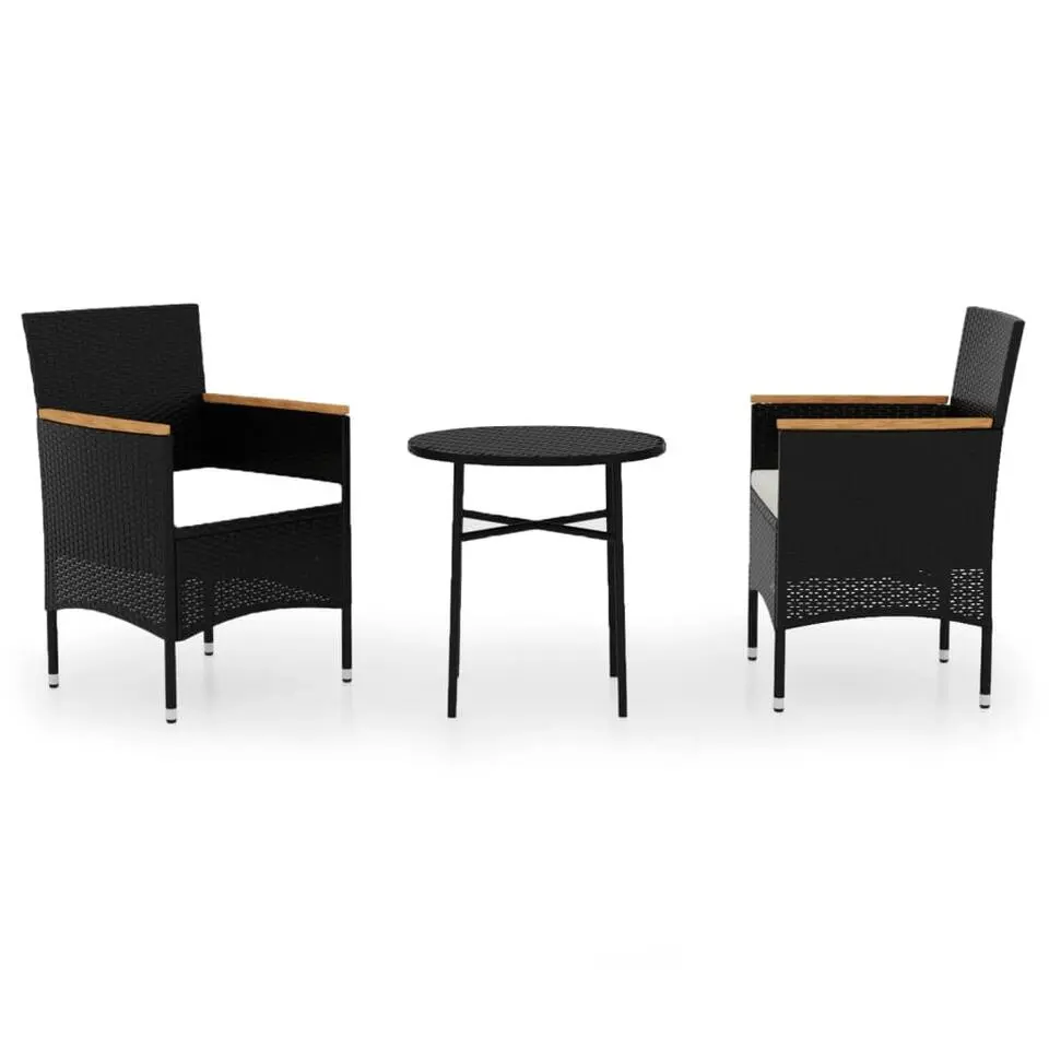 vidaXL - Tuinset - Zwart - Poly rattan - 3 stuks