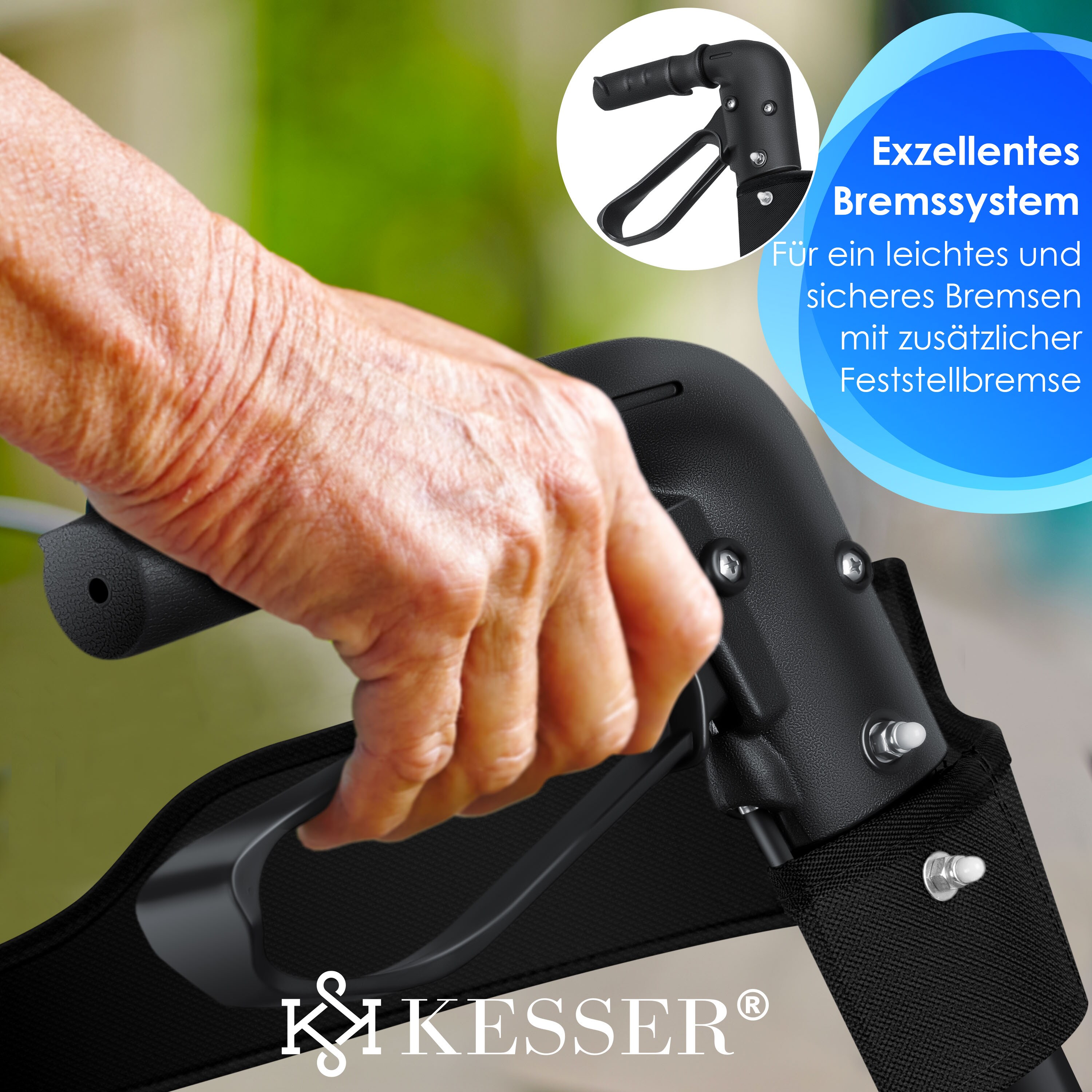KESSER Rollator Gehwagen Gehhilfe klappbar Alu-Rollator Leicht Laufhilfe