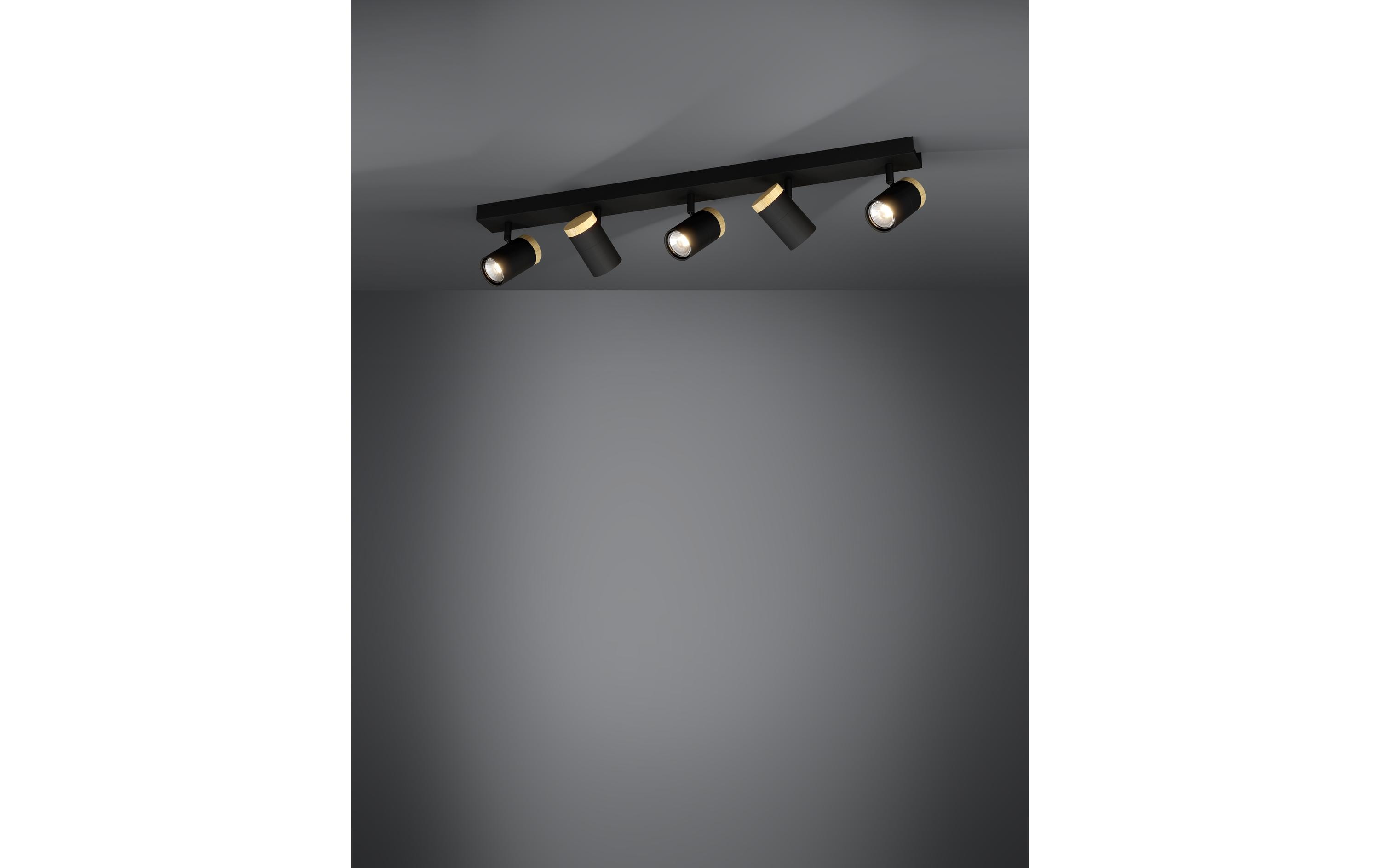 Balkenspot CARTAGENA GU10 5 x 4.5W<br>Schwenkbarer Balkenspot mit Holzdetails und einfacher Leuchtmittelwechsel