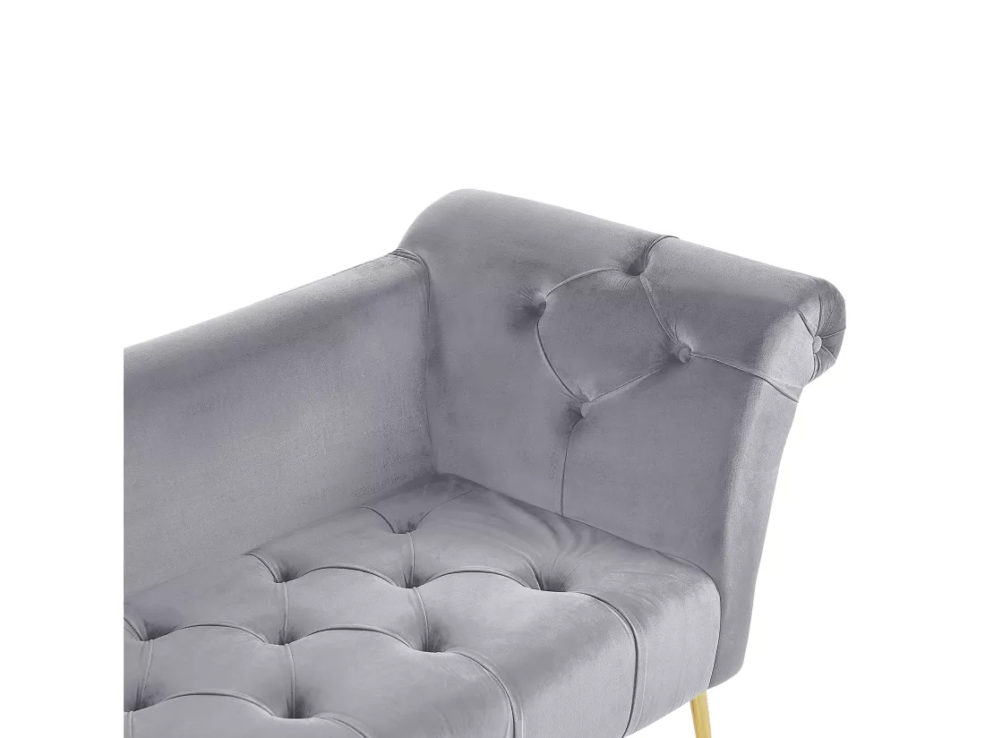 Chaise longue en velours gris NANTILLY