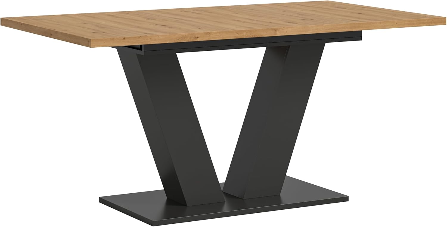 xonox.home - Esstisch Motion 150-190x76x90 cm in Artisan Eiche Nb mit V-Gestell in grau Nb - Esstisch Esszimmertisch Tisch Esszimmer - modern und funktional