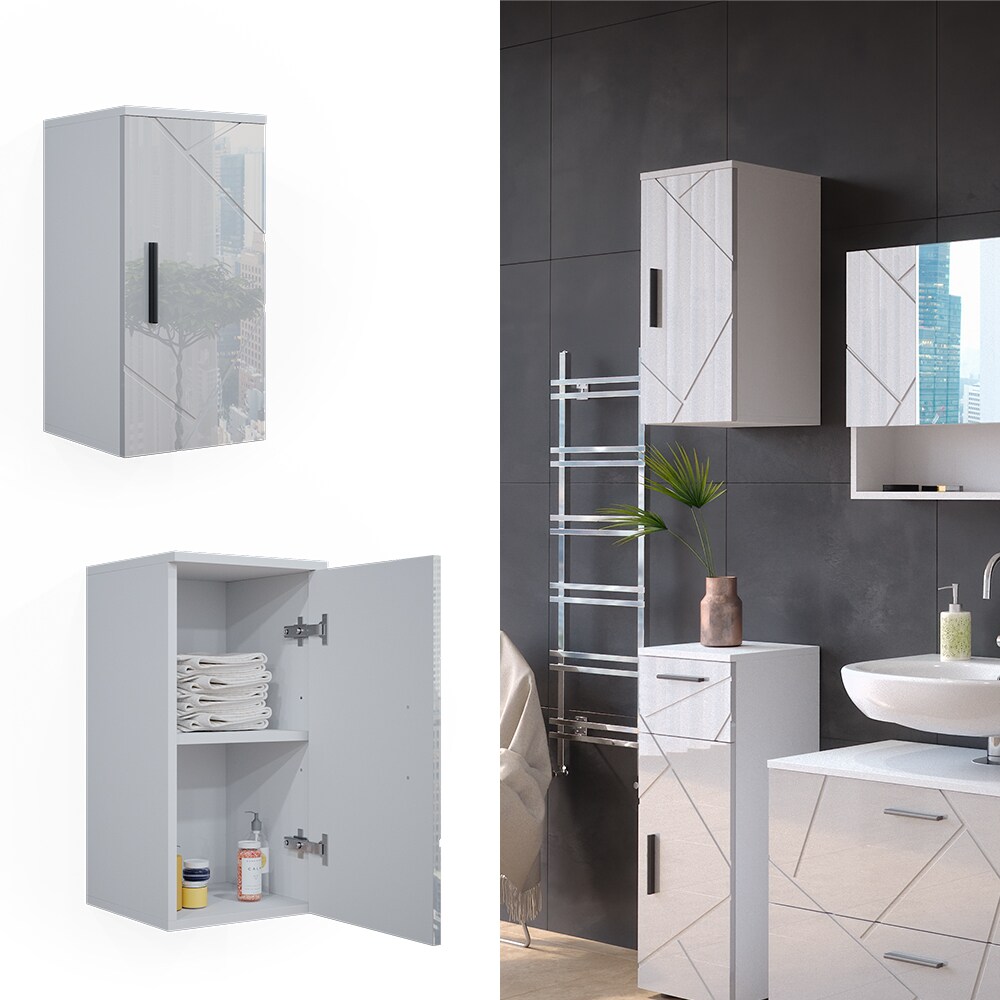Vicco Hängeschrank Badschrank Badezimmermöbel Irma Weiß Hochglanz modern 30x59 cm Badezimmer Schrank Badmöbel Schranktür Schrankfach Einlegeboden Ablagefach Aufbewahrung
