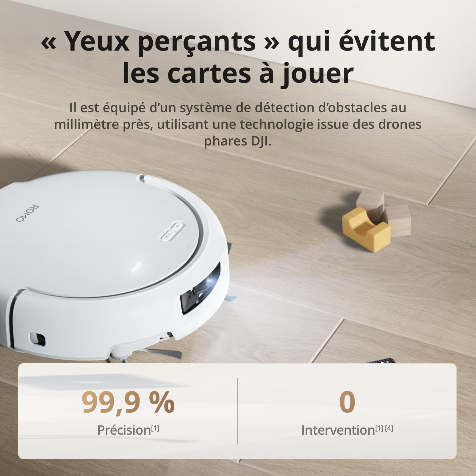 DJI ROMO S Robot Aspirateur Laveur, Aspirateur Robot de 25 000 Pa, détection de Niveau Drone, Deux Bras robotiques, 200 Jours sans Maintenance, Lavage