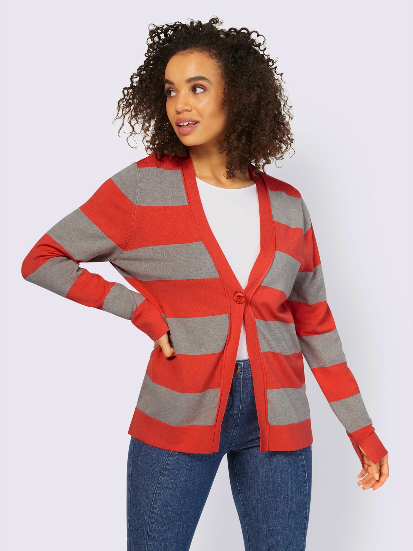 Veste en tricot larges rayures