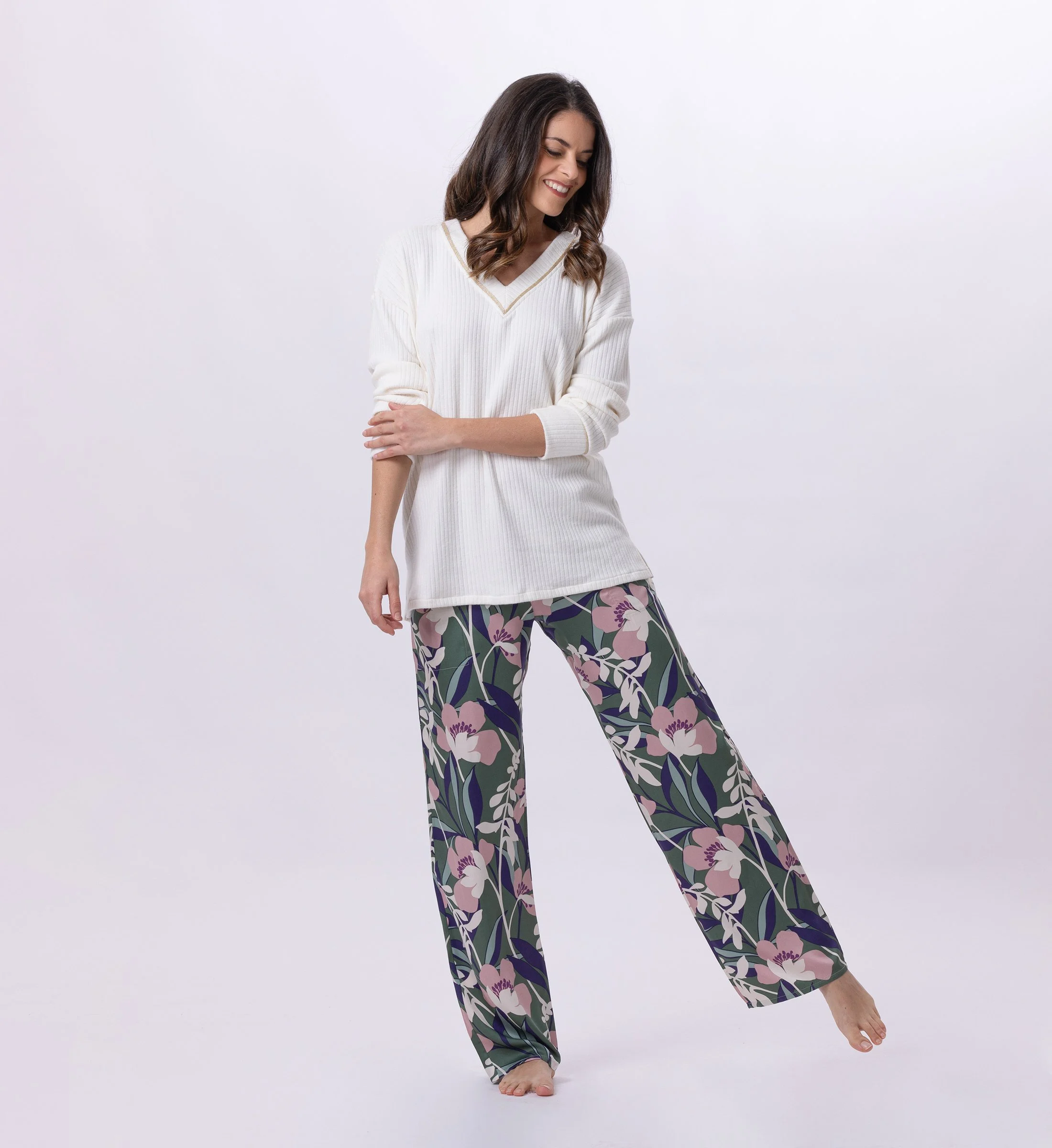 GIOIA 802 - Pyjama en maille tricot et viscose | Multicolore