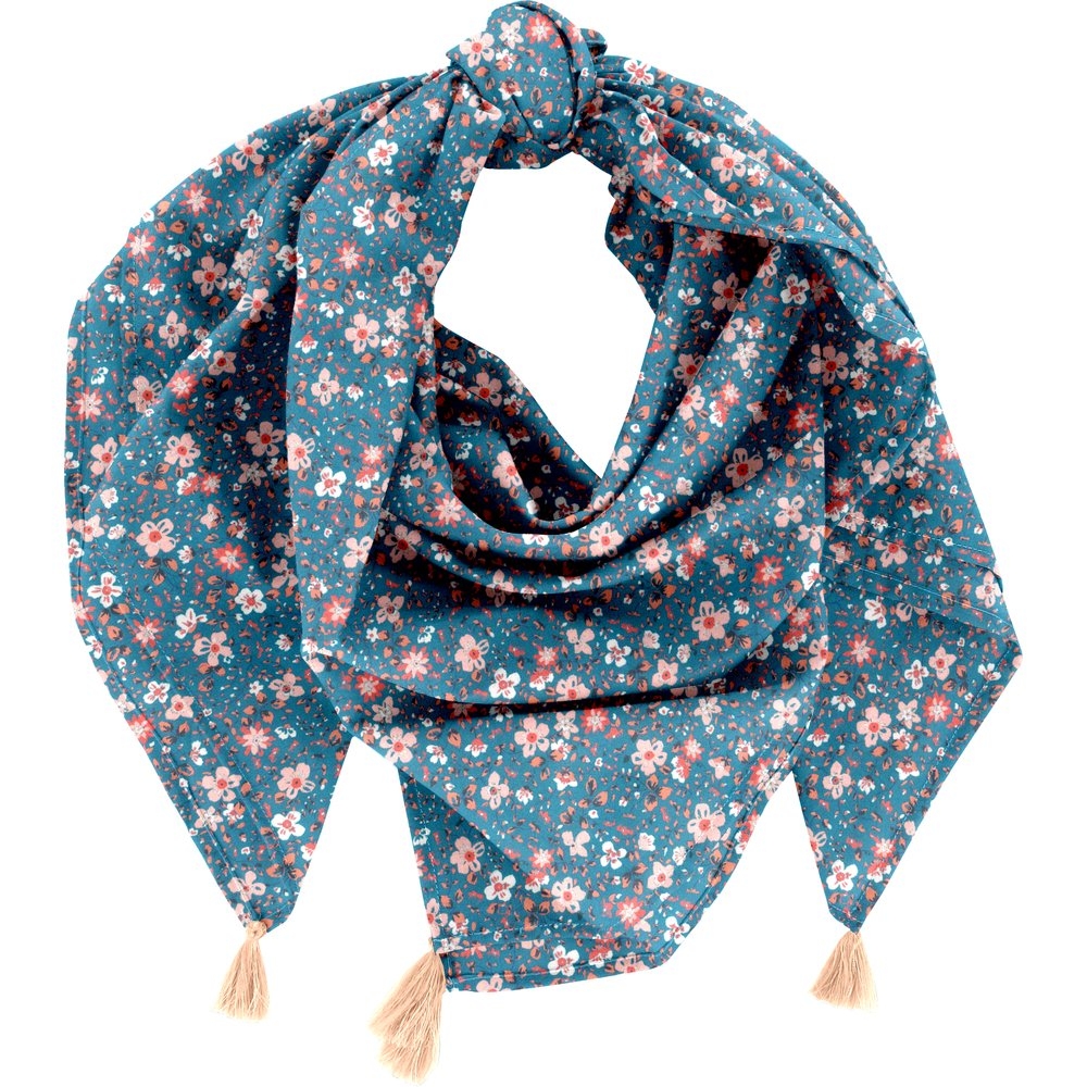 Foulard Pompon Fleuri Nude Ardoise
