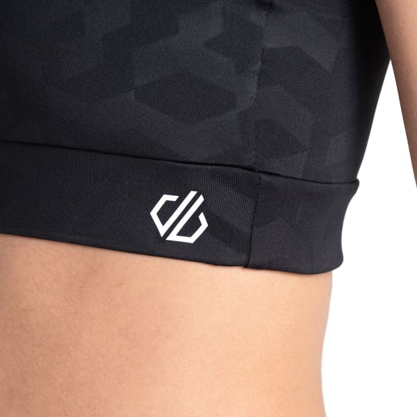 Brassière running DARE 2B SWIFT BRA BLACK CHEVRON PRINT