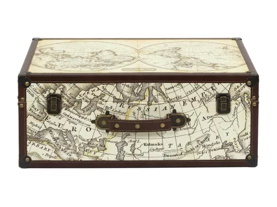 COOPER - Lot de 2 Malles de Rangements Mappemonde Vintage