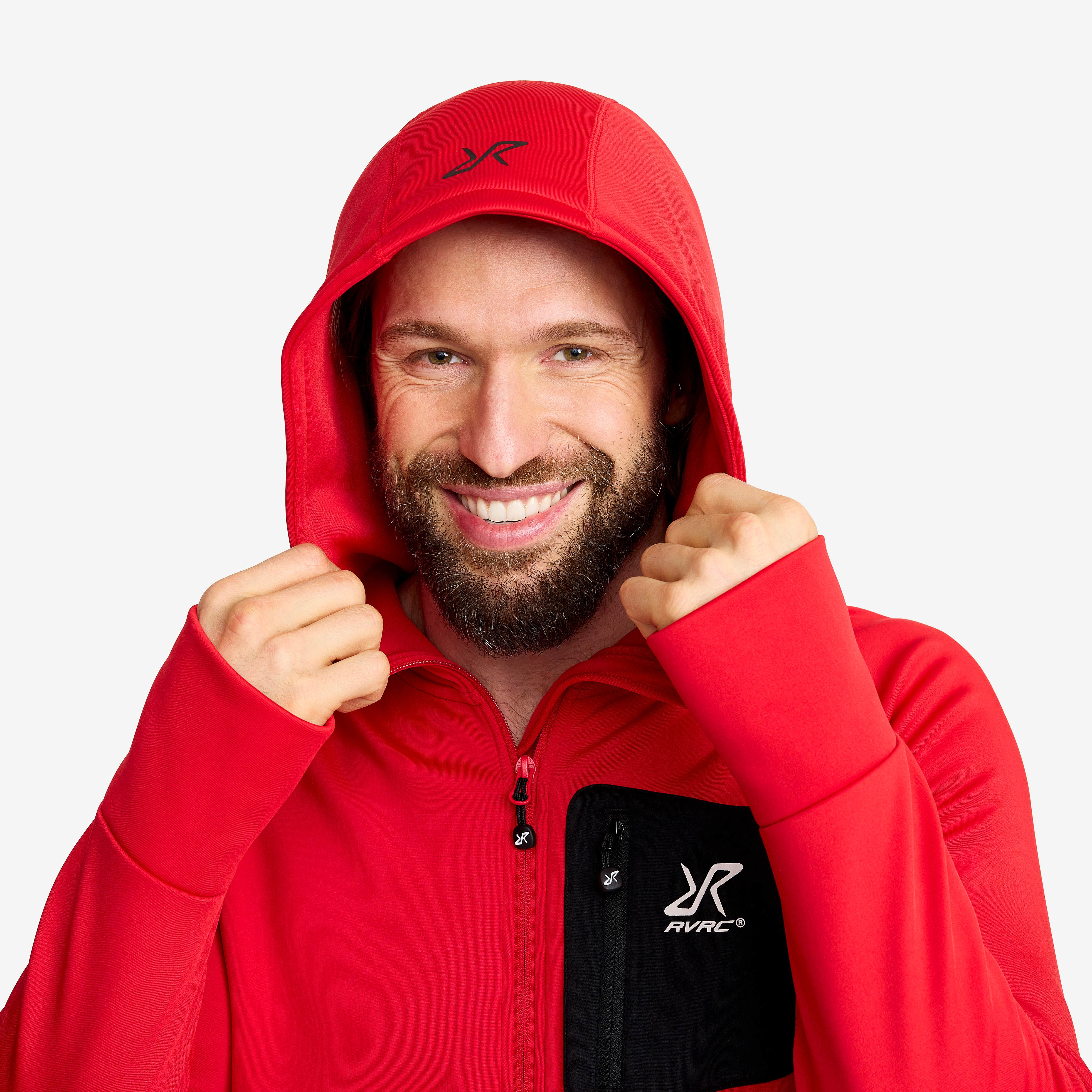 Evolution Stretch Fleece Hoodie Herre Mars Red