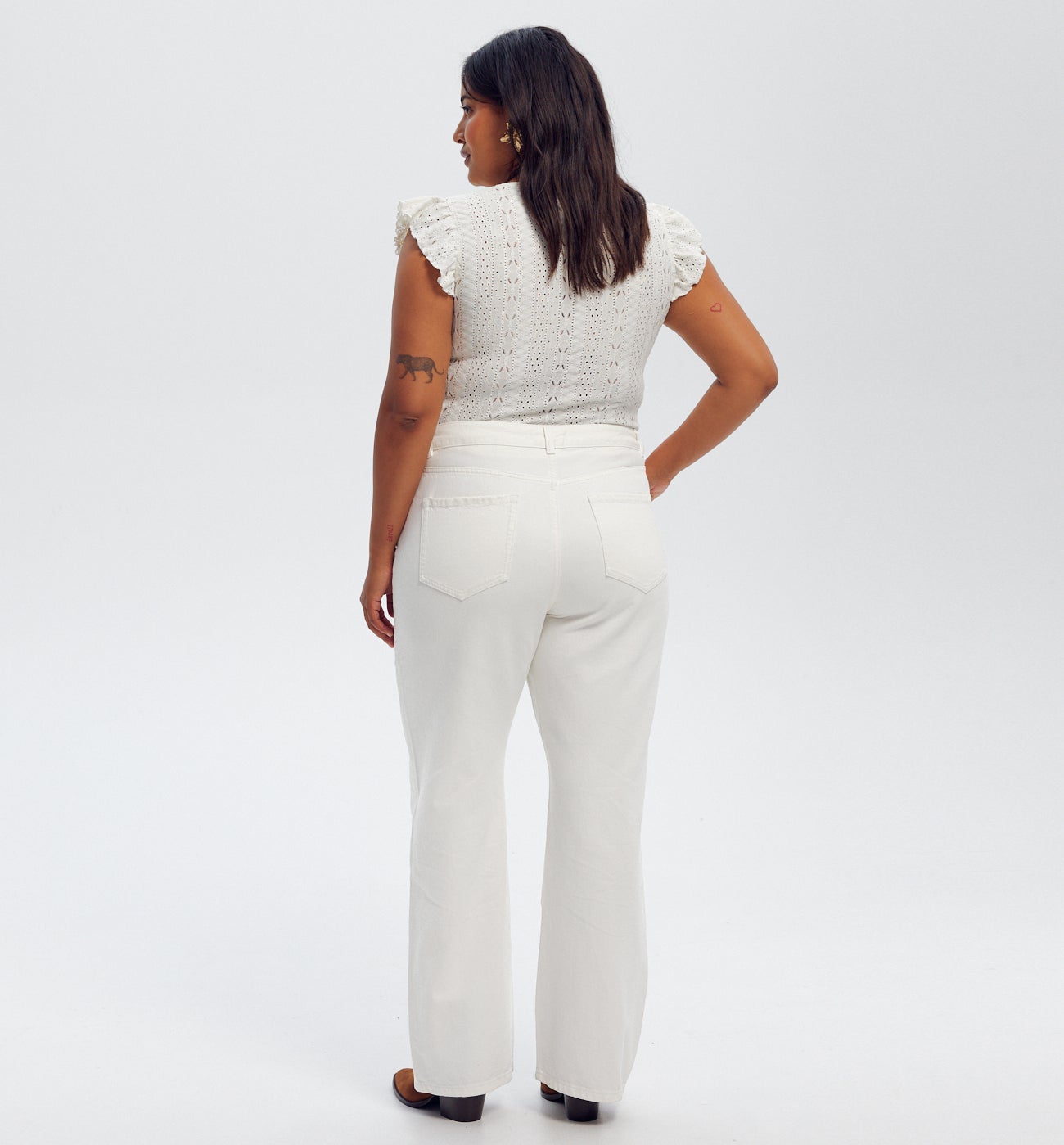Pantalon large baggy Femme - Ecru