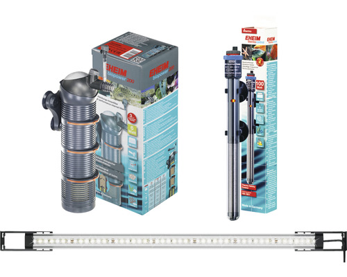 EHEIM Vivaline 180 aquariumcombinatie met LED-verlichting, verwarming, filter en eikengrijze kast