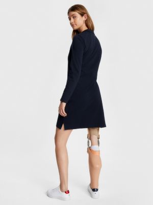 Vestido Polo Slim de Manga Longa com Zíper Adaptável até o Peito