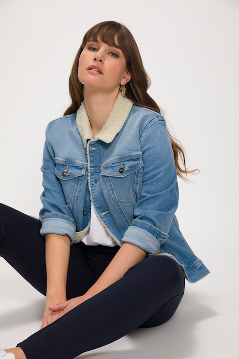 Jeansjacke, Teddyfutter, Hemdkragen