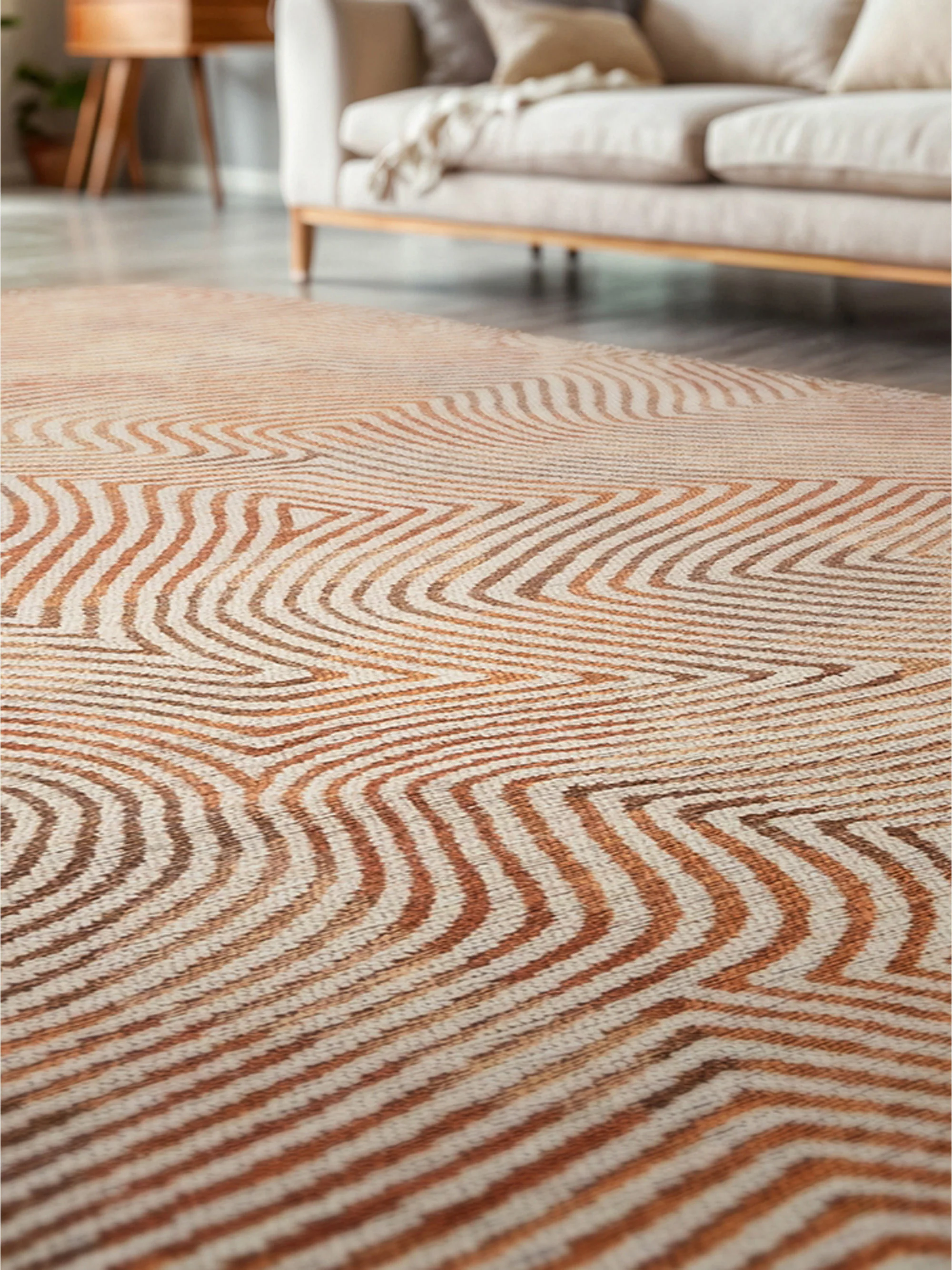 Wasbaar jacquard in- & outdoor vloerkleed Coral