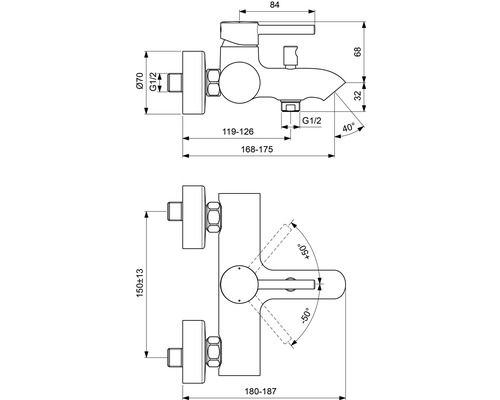 Ideal Standard CERALINE chromen badkraan BC199AA