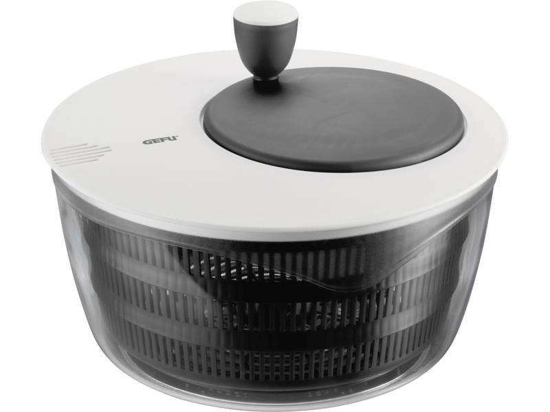 GEFU Salatschleuder Rotare 25 cm, Schwarz/Weiss Schleuder für Salat