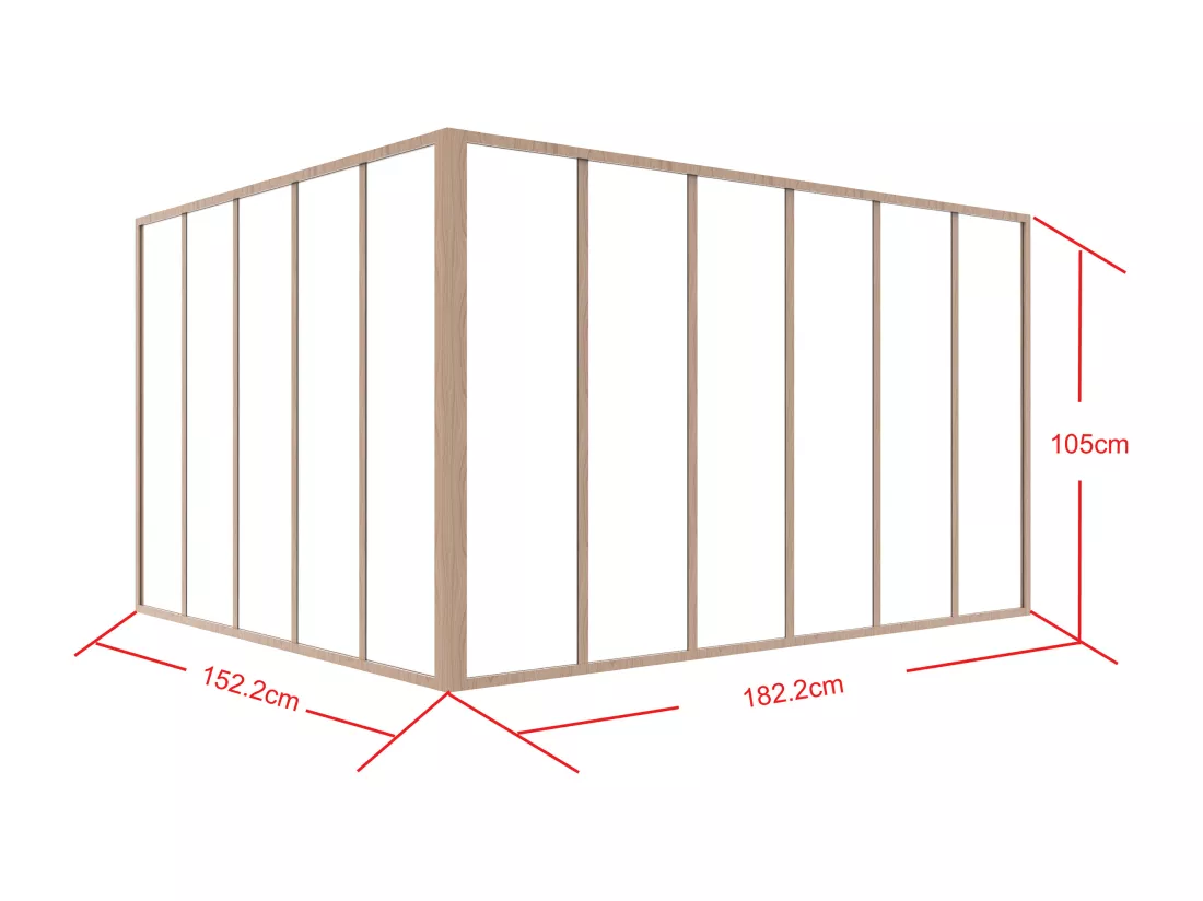 Verrière d'angle d'atelier en aluminium thermolaqué - L180 x L150 x H105 - Naturel clair - BAYVIEW