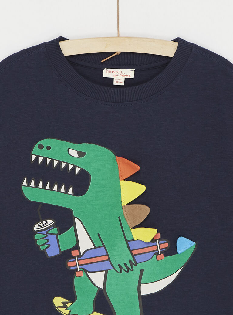 T-shirt bleu animation dinosaure