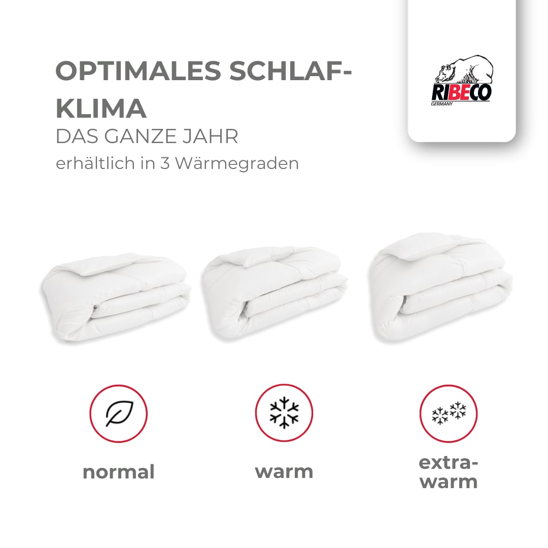 RIBECO Federbettdecke »Laram, Bettdecken für Sommer oder Winter, Made in Germany« warm Füllung 90 % Federn, 10 % Daunen Bezug Baumwolle 1 Stk. tlg. Super Preis-Leistung, Bettdecke 135x200 cm oder 155x220 cm, Decke