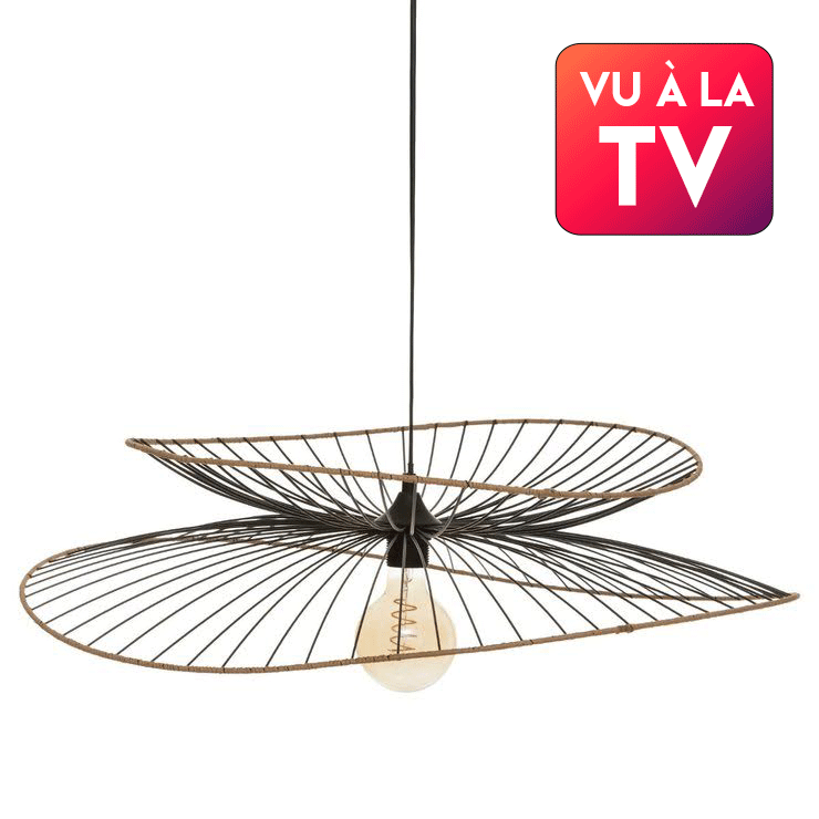 SUSPENSION METAL RATTAN ALARA NOIR D.69.5CM