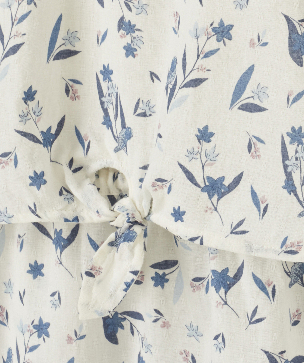ROBE BÉBÉ FILLE EN COTON AVEC EMPIÈCEMENT ET IMPRIMÉ