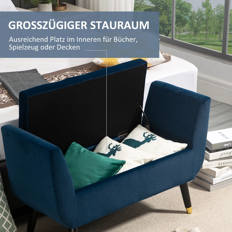HOMCOM Sitzbank mit Stauraum blau